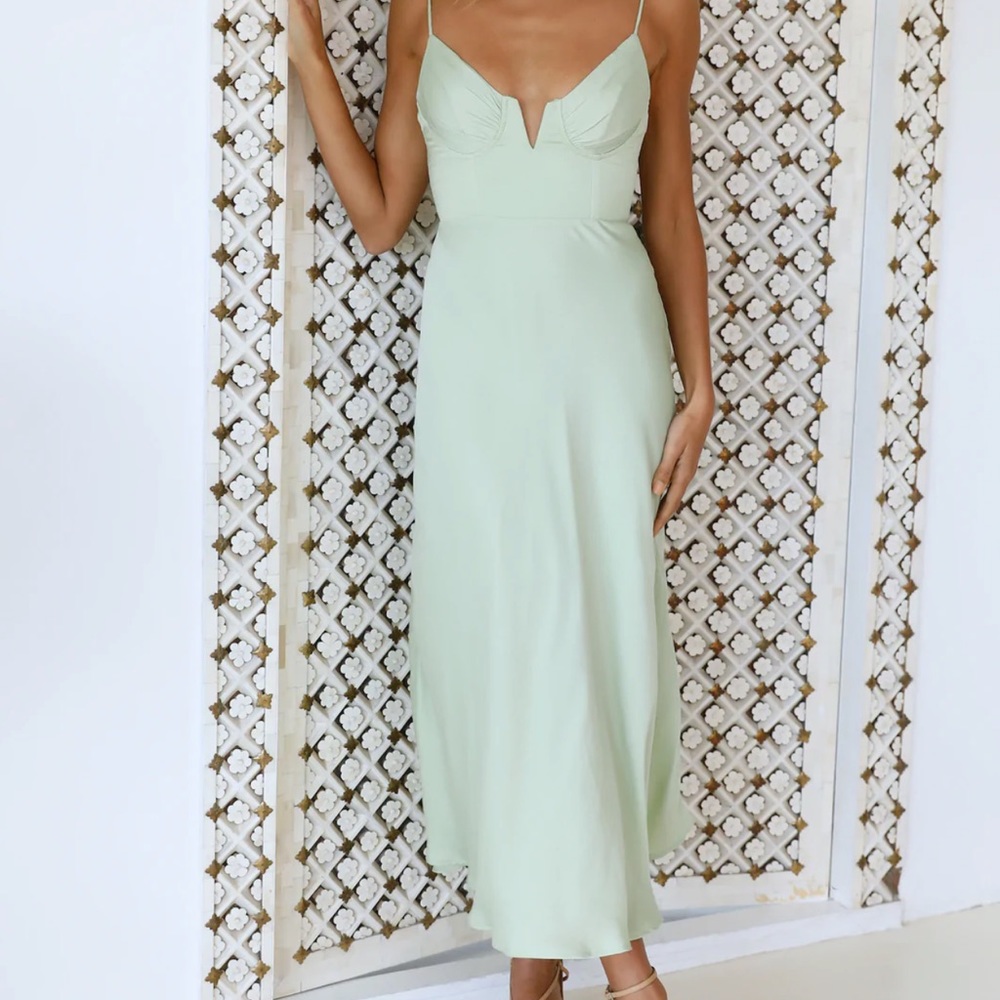 Mint Silk Midi Dress